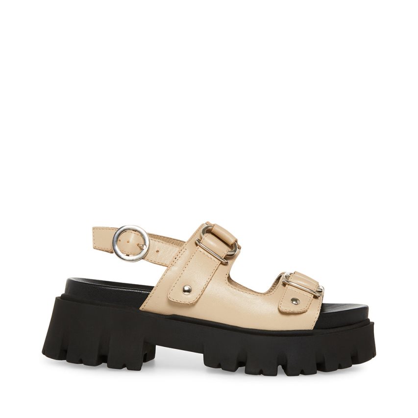 Sandalias de Plataforma Steve Madden Garrick Cuero Mujer Kaki | ES LE8604